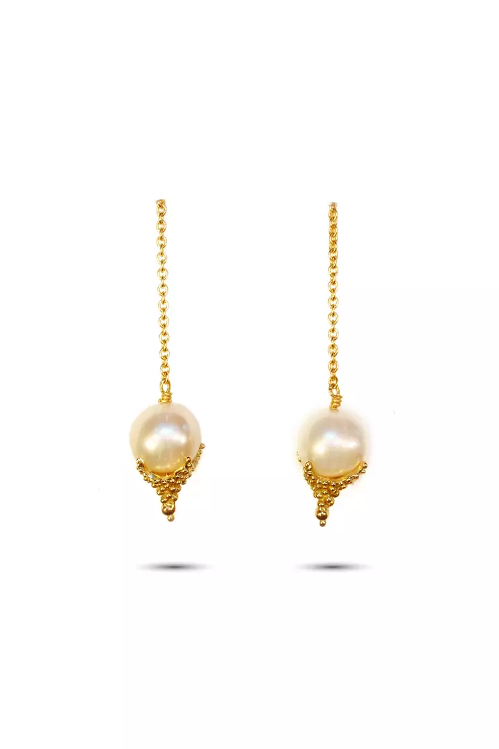 Cultured Pearl Caviar Drop Earrings 