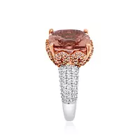 Pink Morganite Cocktail Ring in Two Tone Gold