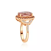 Pink Morganite, Diamonds and Sunstone Cocktail Ring