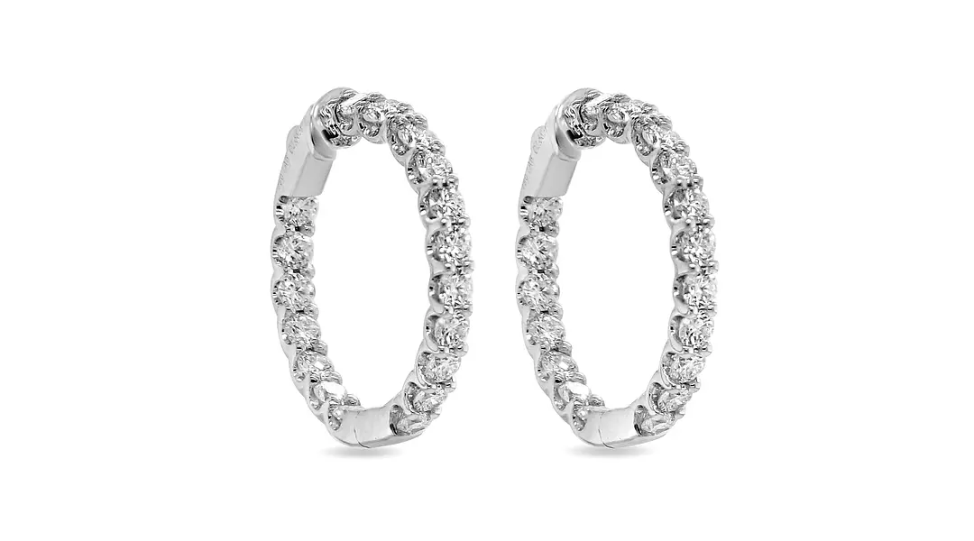 Eco Diamonds Hoop Earrings Two Sided