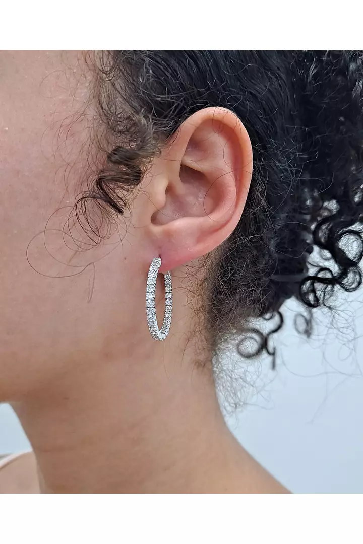 Eco Diamonds Hoop Earrings Two Sided