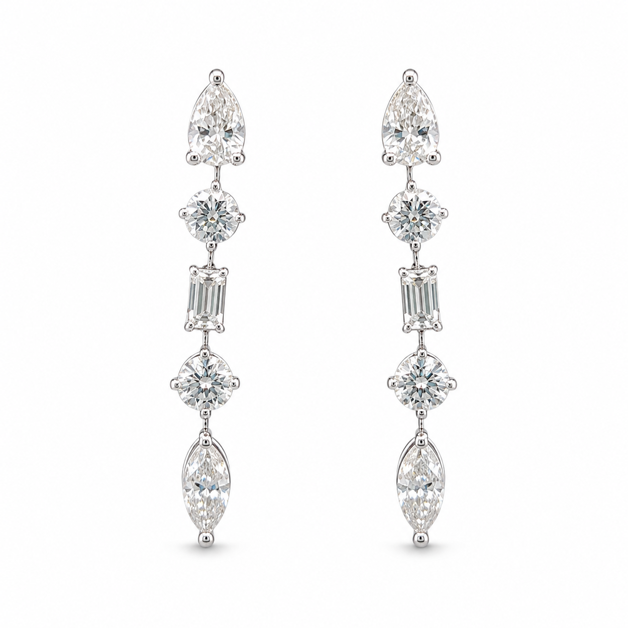 Petite Fancy Multi Shaped Eco Diamonds Drop Earrings