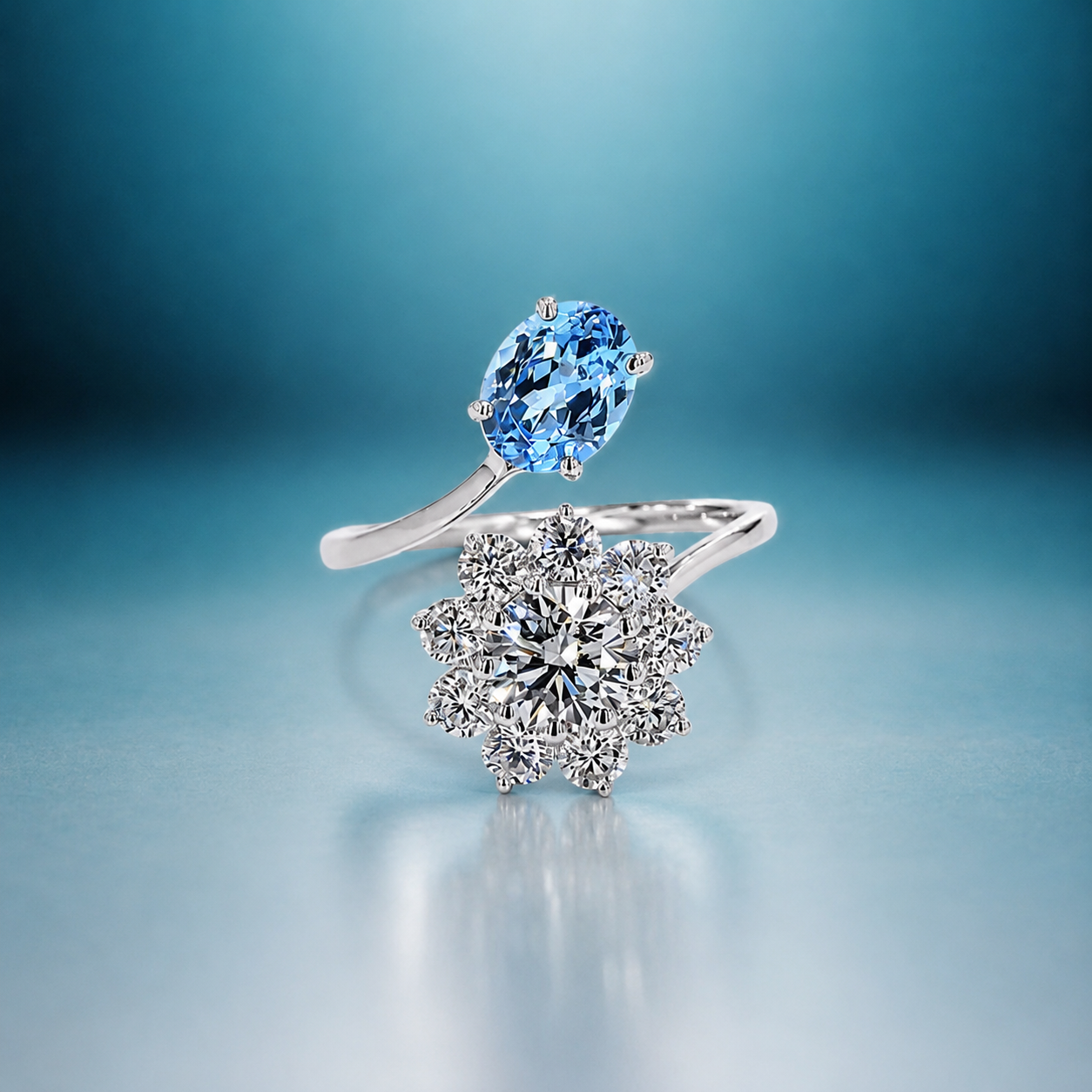 Snow Blue Petal Ring