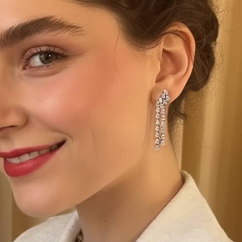 Westminster Double Row Pear Cascade Eco Diamonds Drop Earrings