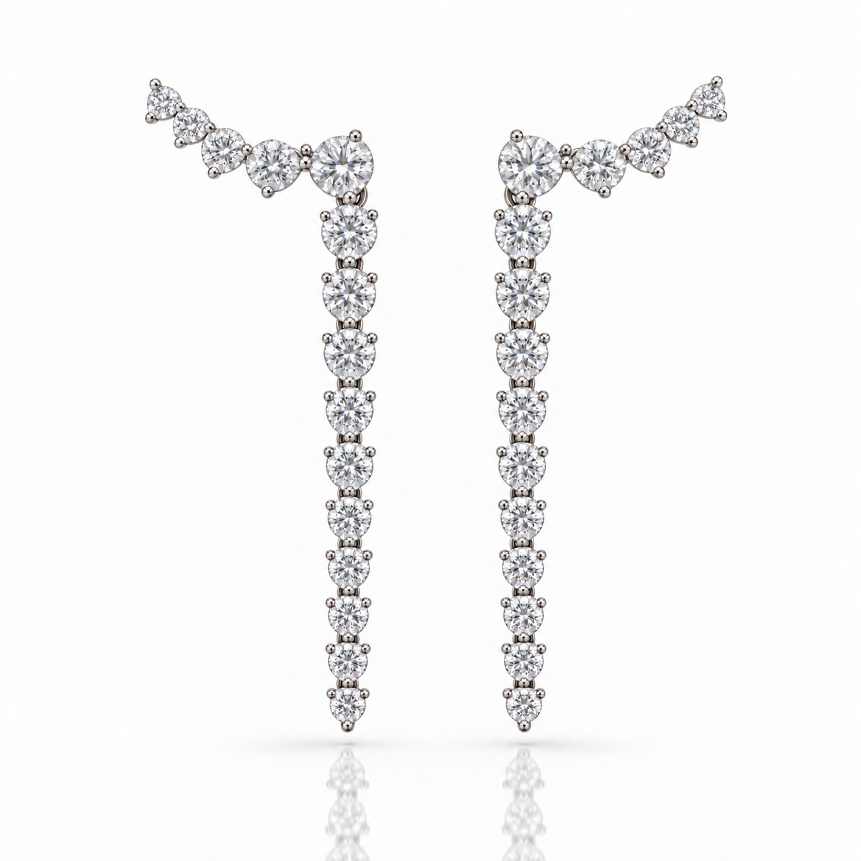 Festonne Diamond Climber Drop Earrings
