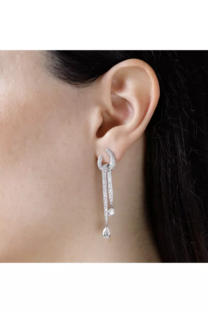 Diamond Double Tear Drop Earrings