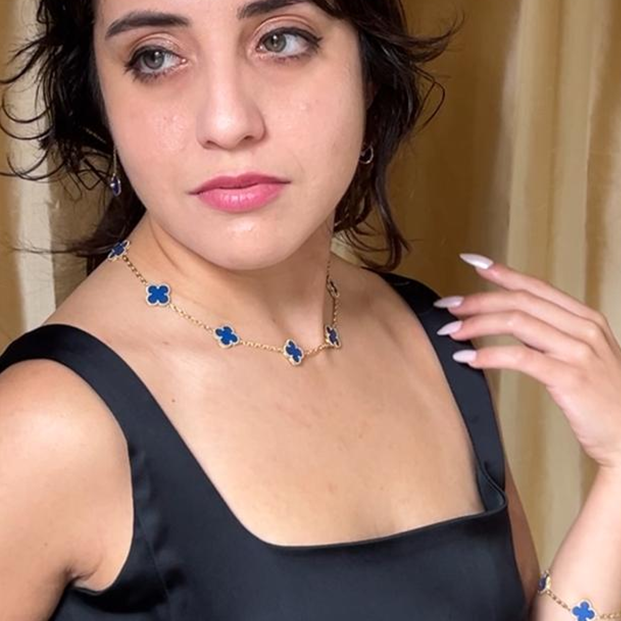Van Cleef & Arpels Blue Agate Alhambra Necklace