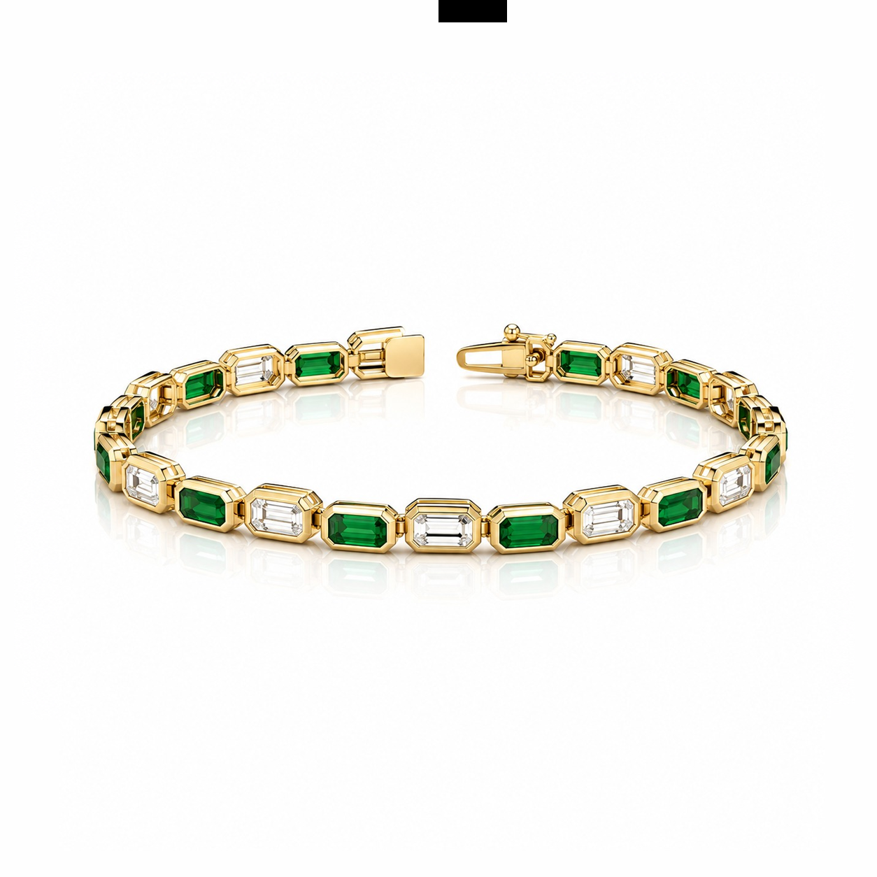 Bezel Set Green and White Eco Diamonds Tennis Bracelet