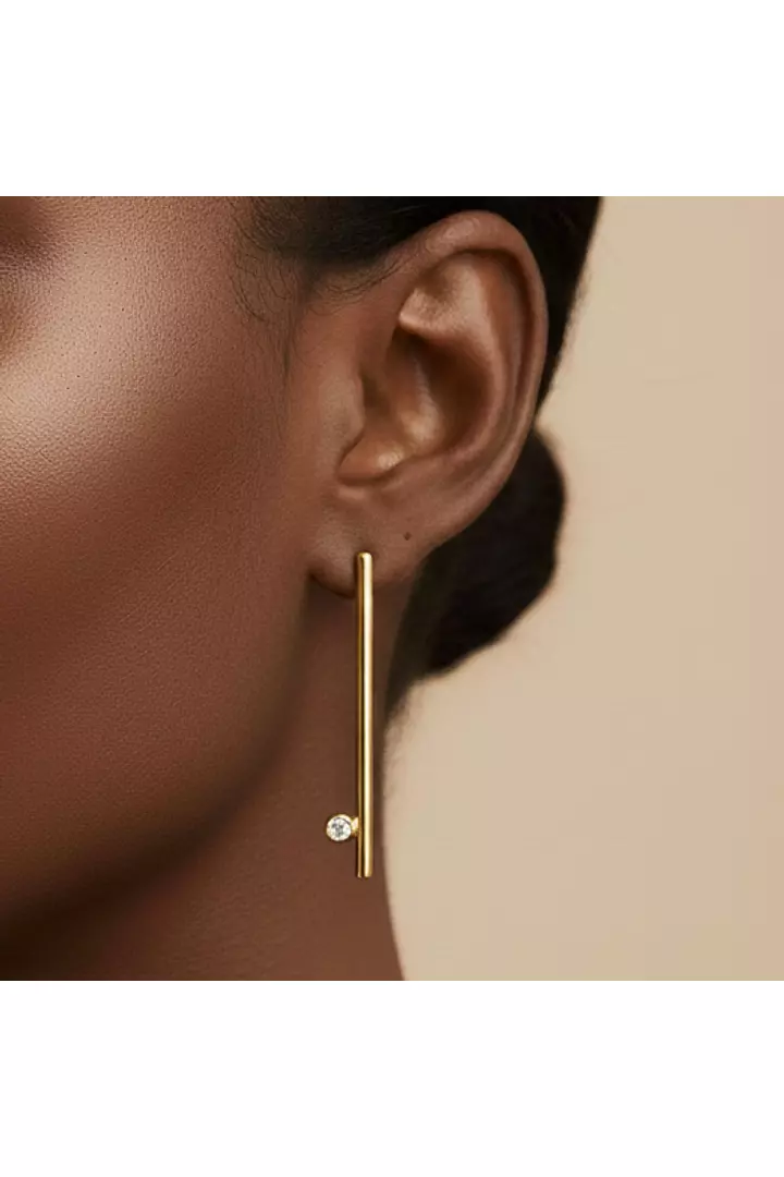 Dot and Line Gold Earrings