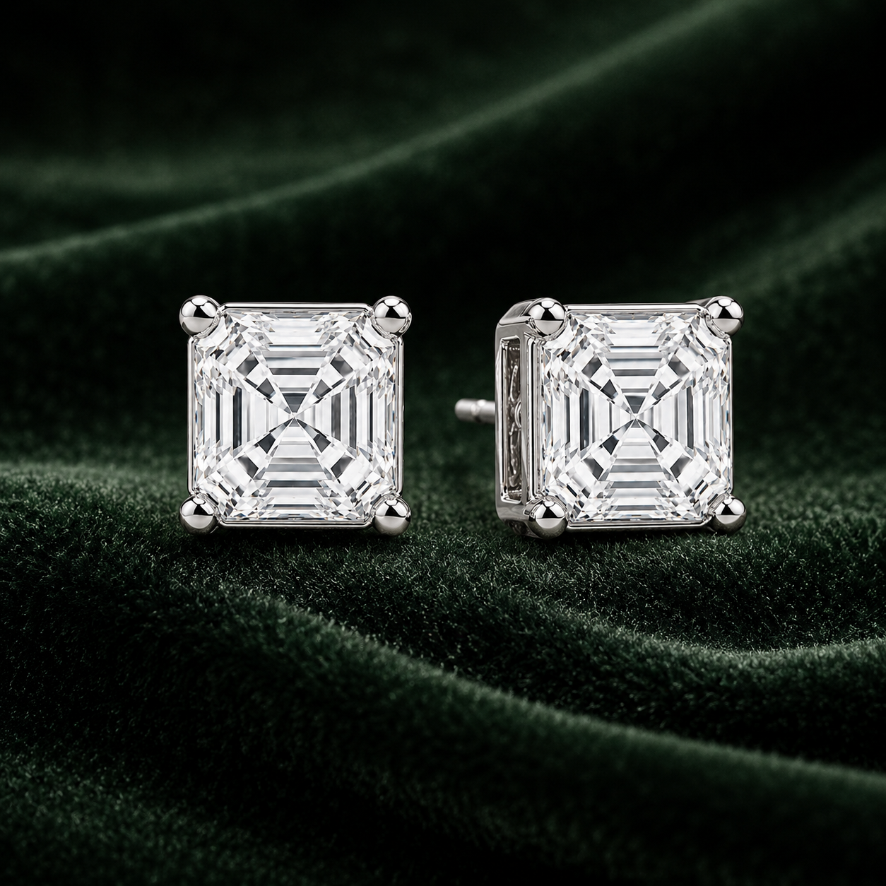 Asscher Cut Eco Diamonds Stud Earrings