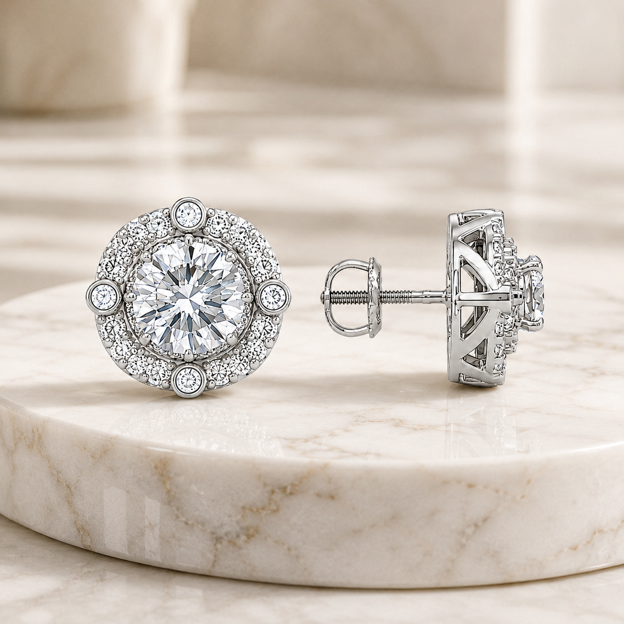 Royal Fancy Round Eco Diamonds Earrings