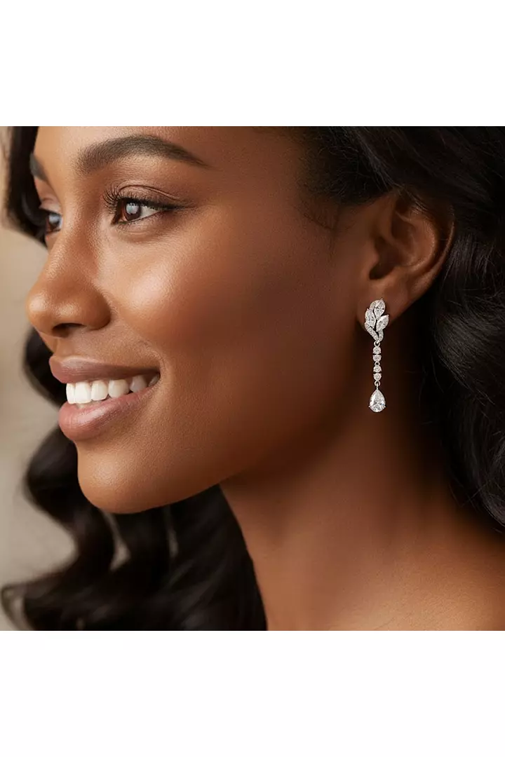 Floral Drops Diamond Earrings