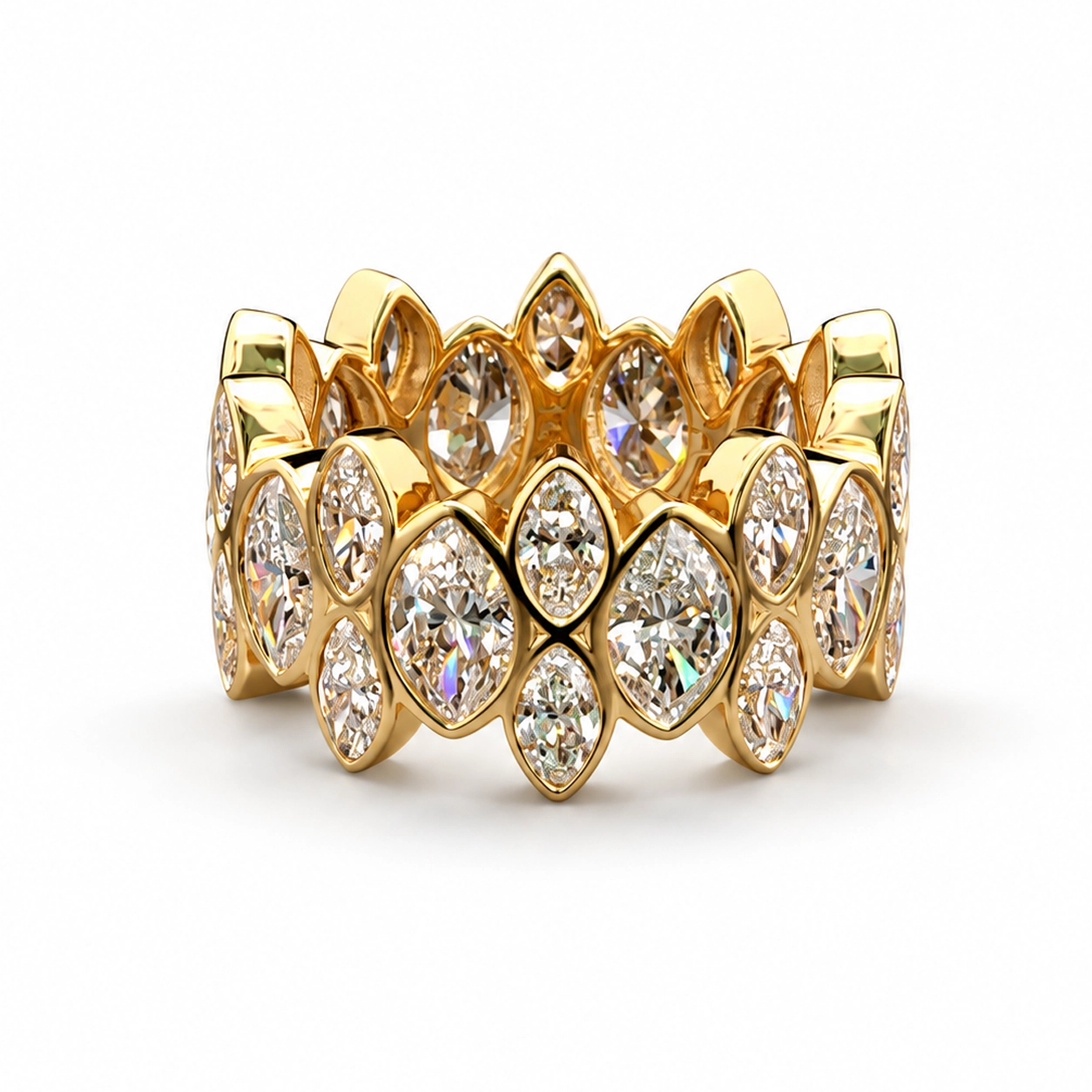 Marquise Diamond Statement Ring in Yellow Gold