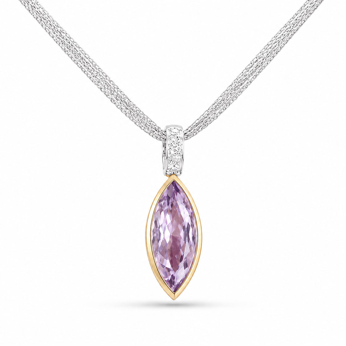 Kunzite and Diamonds Pendant