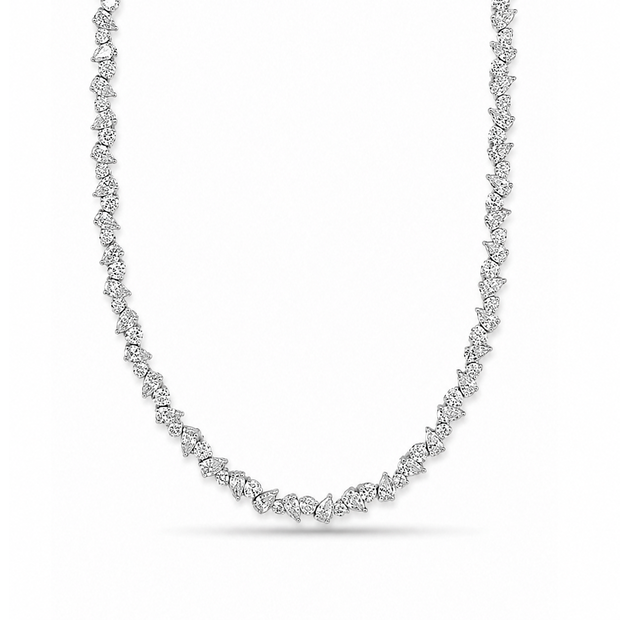 Pear and Round Clusters Eco Diamonds Fancy Tennis Necklace