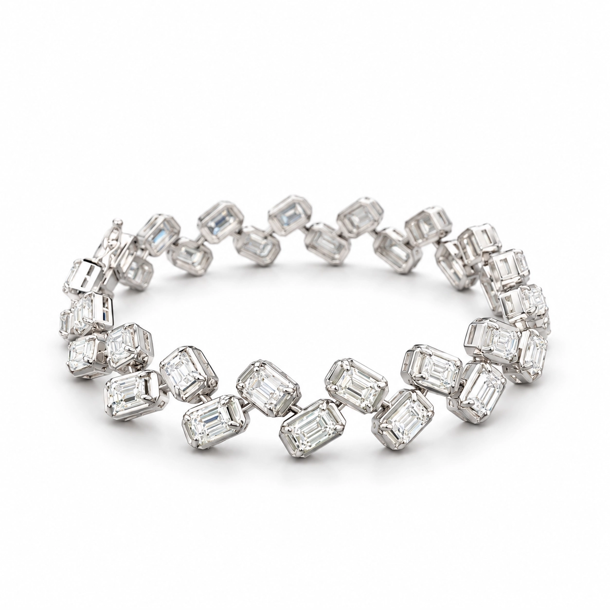 Paragon Emerald Cut Eco Diamonds Tennis Bracelet
