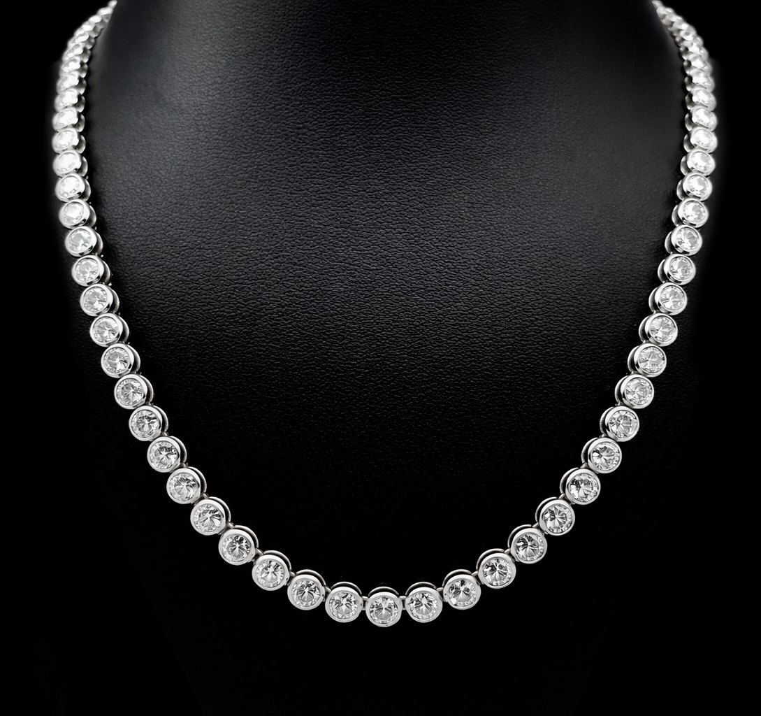 Lucienne Bezel Set Round Eco Diamonds Tennis Necklace 10 Carats