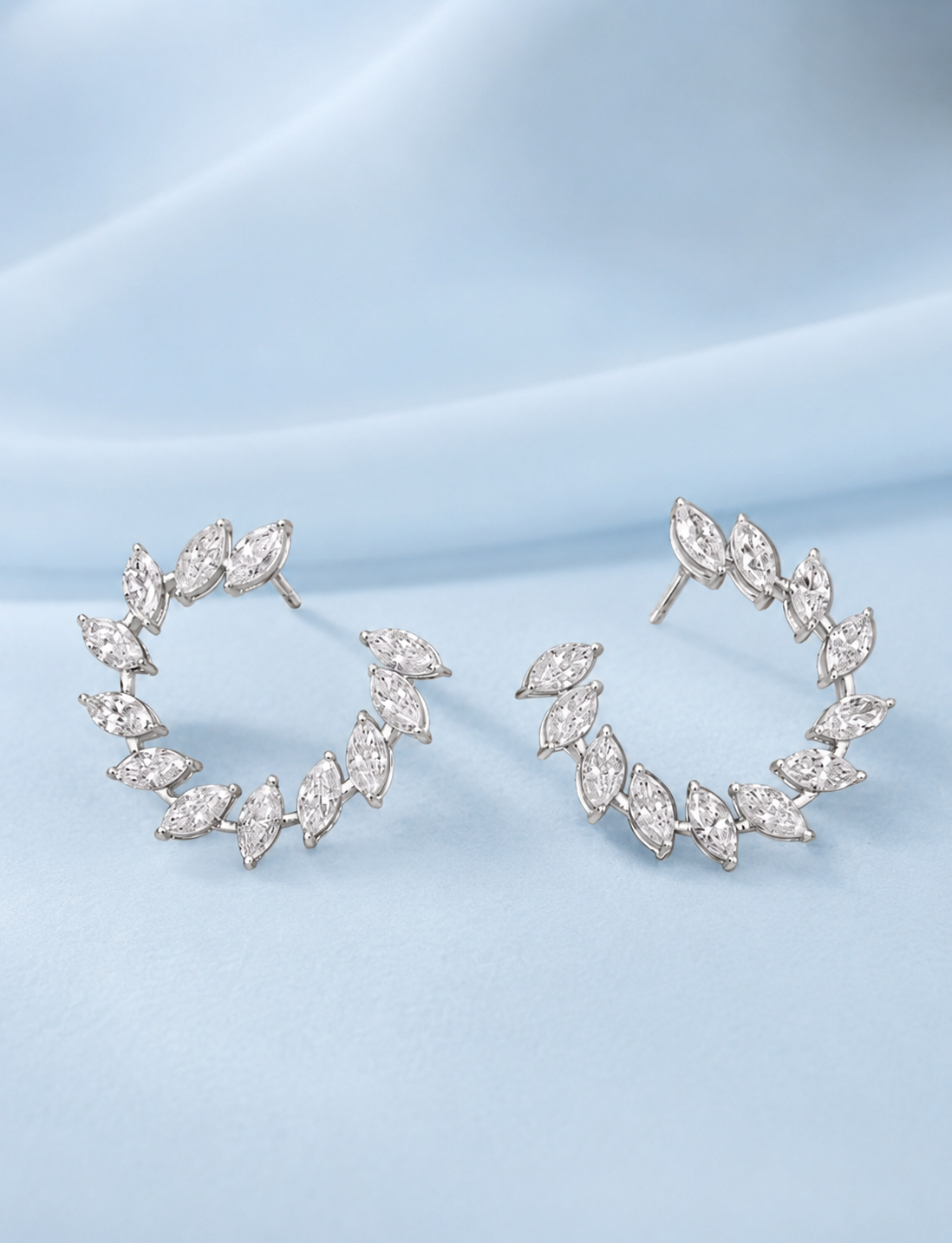 Sinclair Marquise Diamond Laurel Hoop Earrings