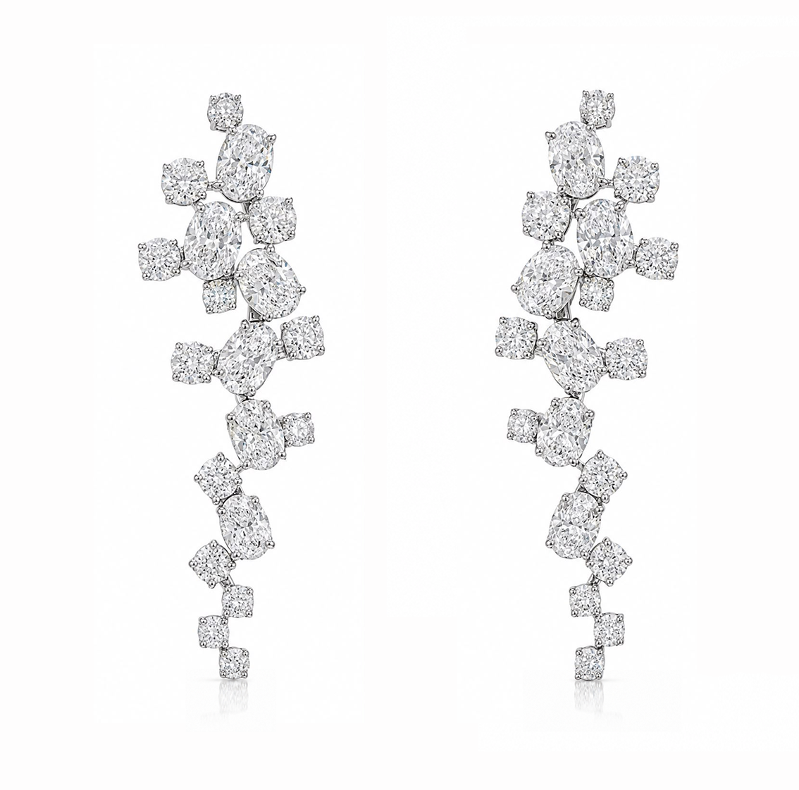 Milano Cascading Mixed Shapes Eco Diamonds Earrings