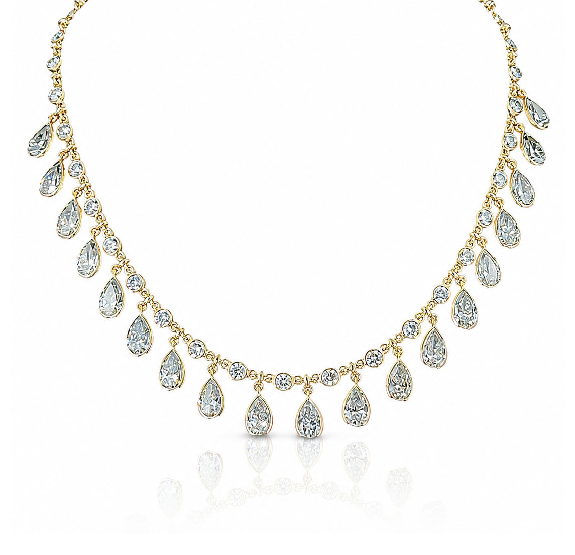 Multi Drop Bezel Pear Shaped Eco Diamonds Necklace