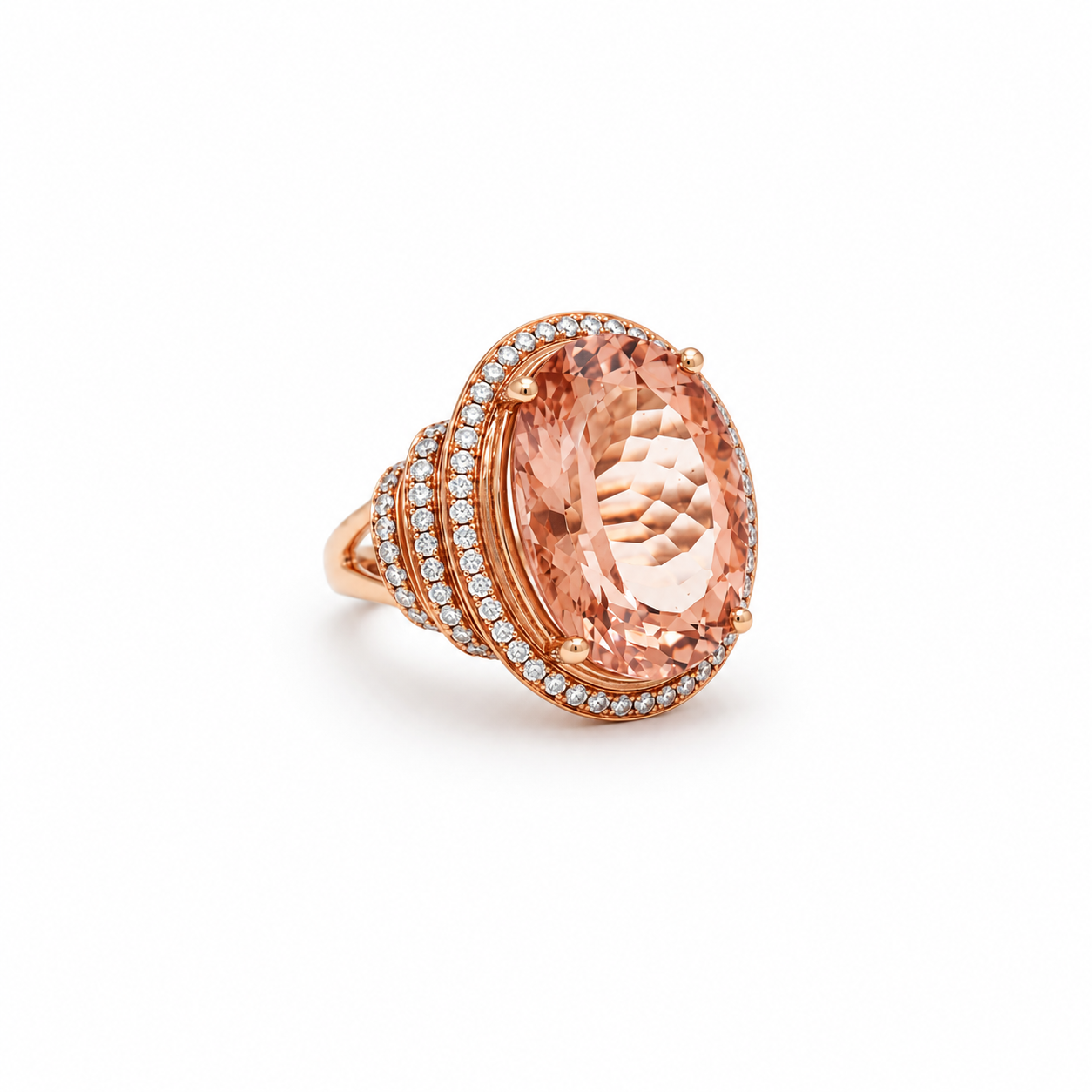 Pink Morganite and Diamonds Cocktail Ring