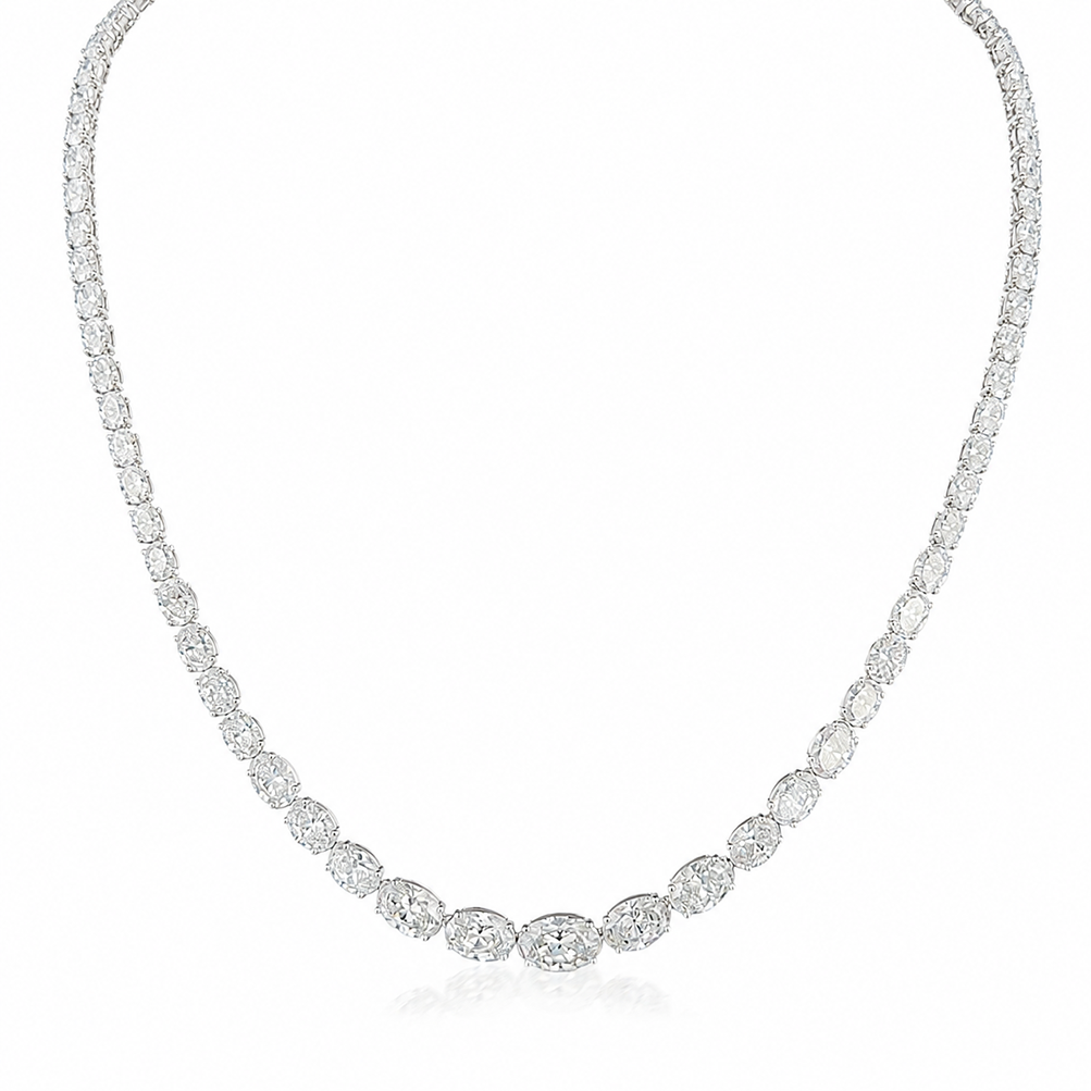 East West Oval Riviera Graduated Eco Diamonds Tennis Necklace