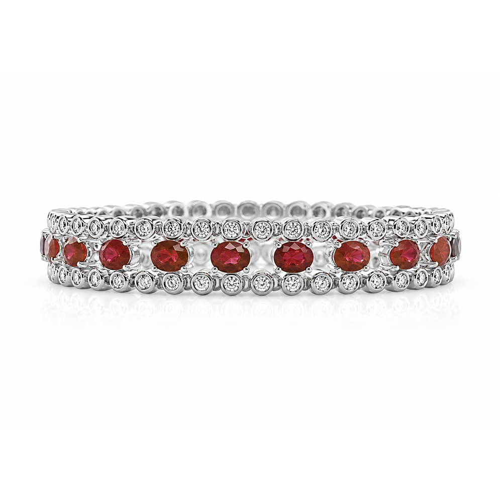 Rubies and Diamonds Platinum Bracelet