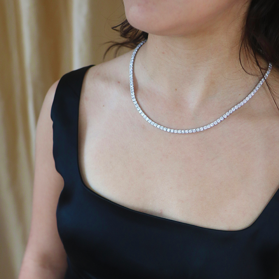 14 carats Classic Straight Line Eco Diamonds Tennis Necklace