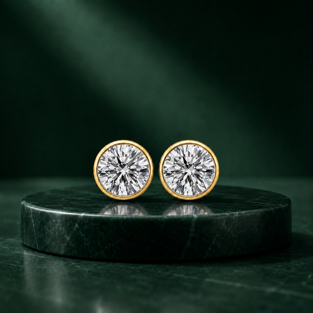 Bezel Martini Set Eco Diamonds Stud Earrings in Yellow Gold