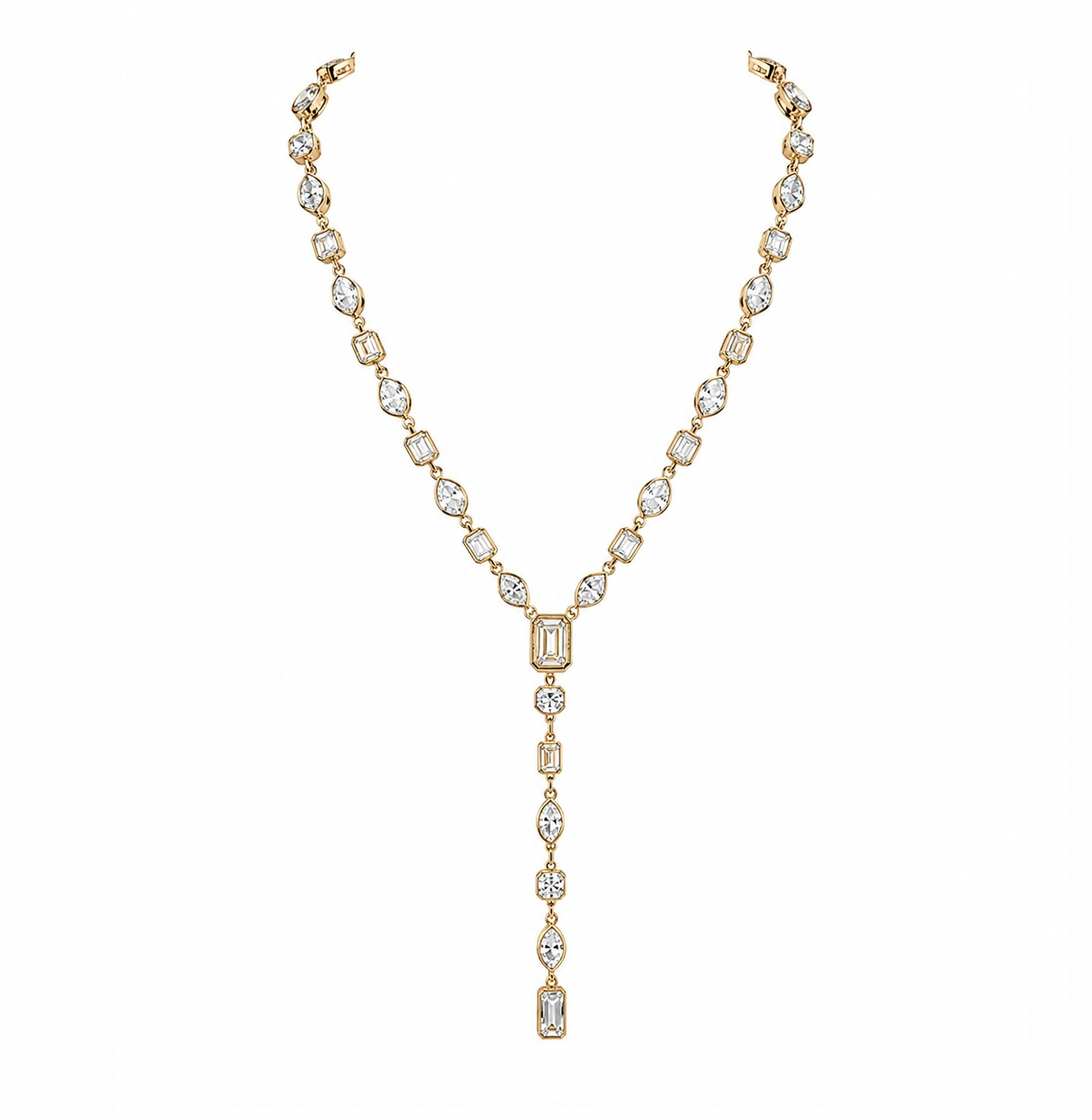 Bijou Lariat Bezel Multi Shape Necklace