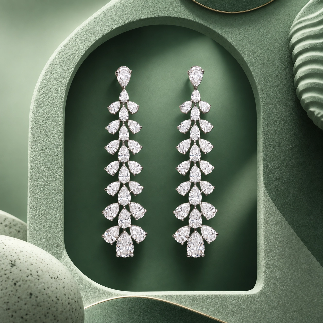 Bellissima Cascading Pear Shaped Diamond Drop Earrings