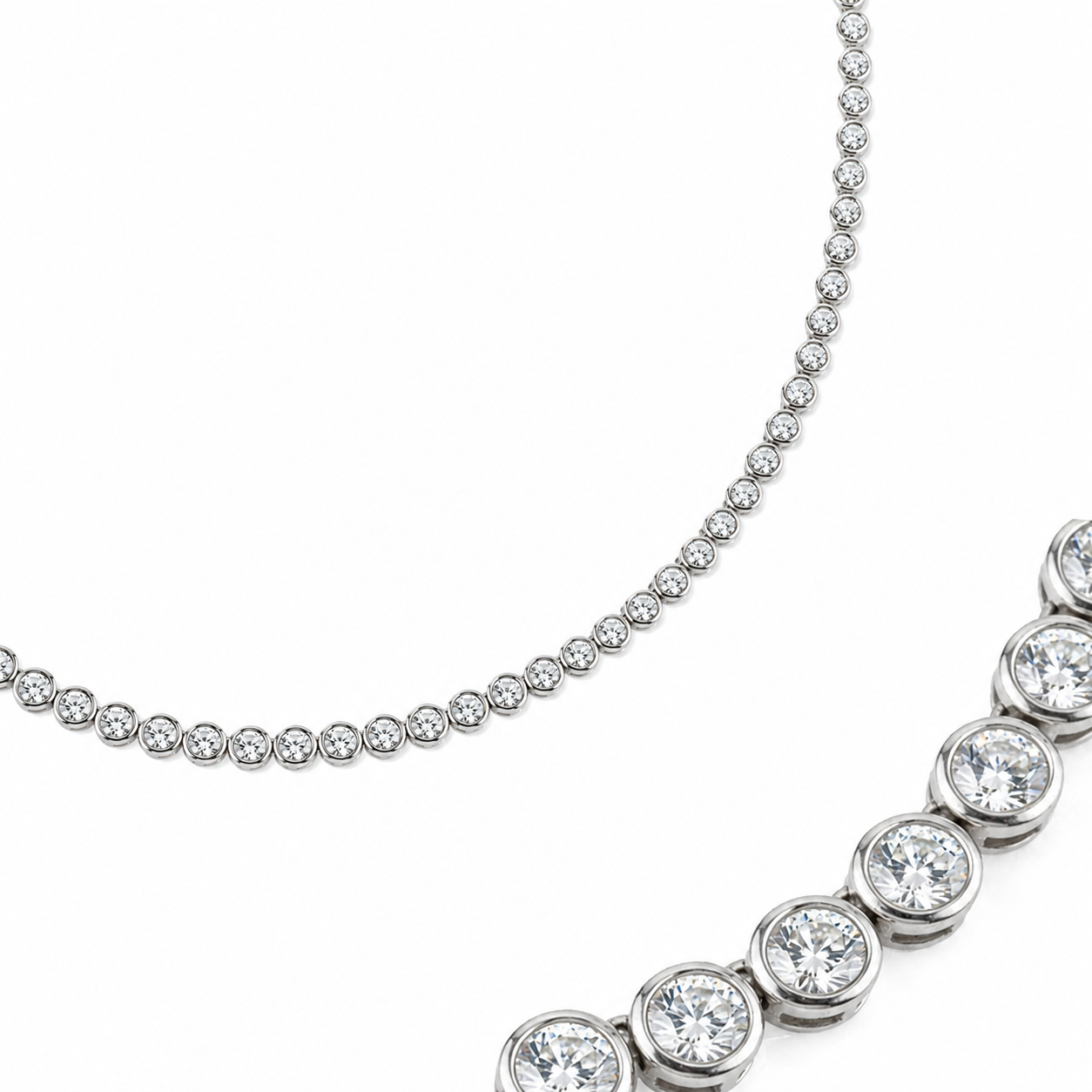 Lucienne Bezel Set Round Eco Diamonds Tennis Necklace 10 Carats