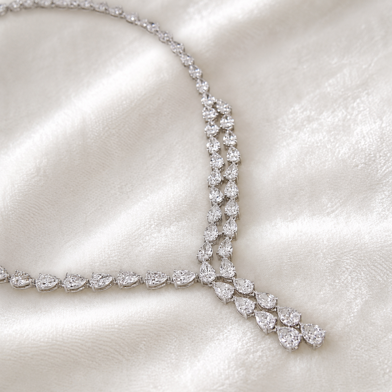 Regalia Eco Diamonds Lariat Style Necklace with Pear Drops