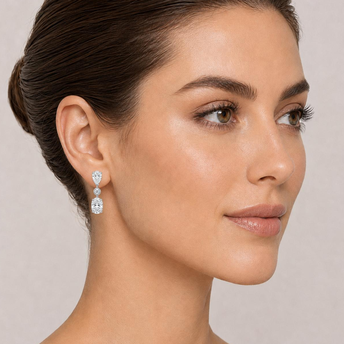 Conti Pear and Oval Eco Diamonds Drop Earrings