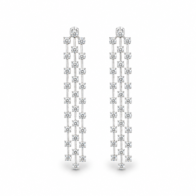 Triple Row Eco Diamonds Drop Earrings
