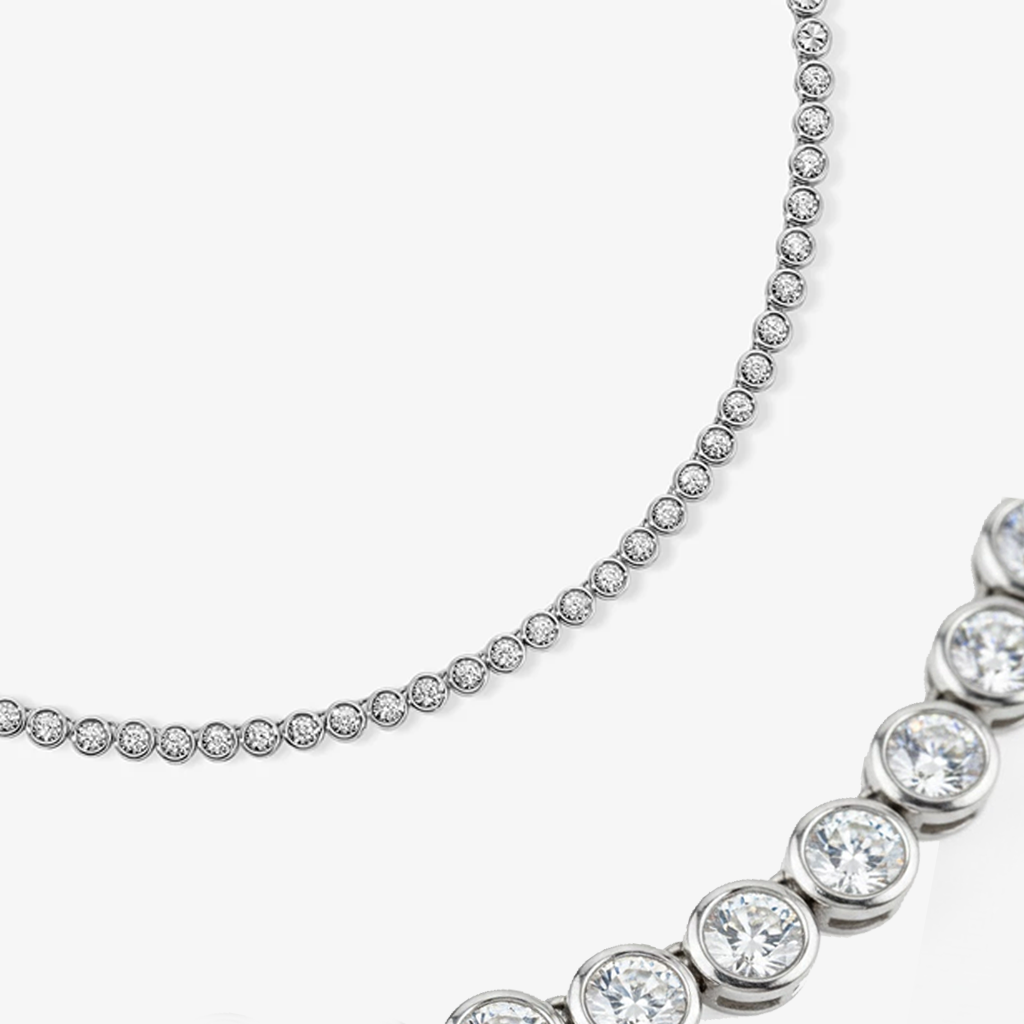 Lucienne Bezel Set Round Eco Diamonds Tennis Necklace 10 Carats
