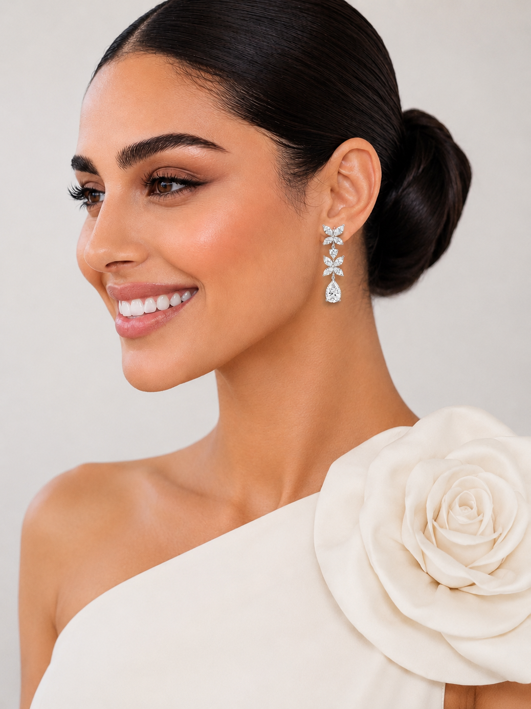 Isabel Marquise Floral Diamond Drop Earrings with Pear Drops
