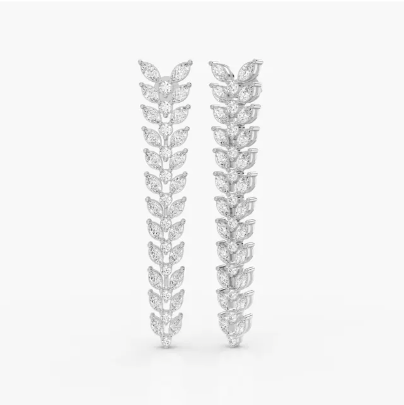 Virelle Herringbone Style Diamond Drop Earrings
