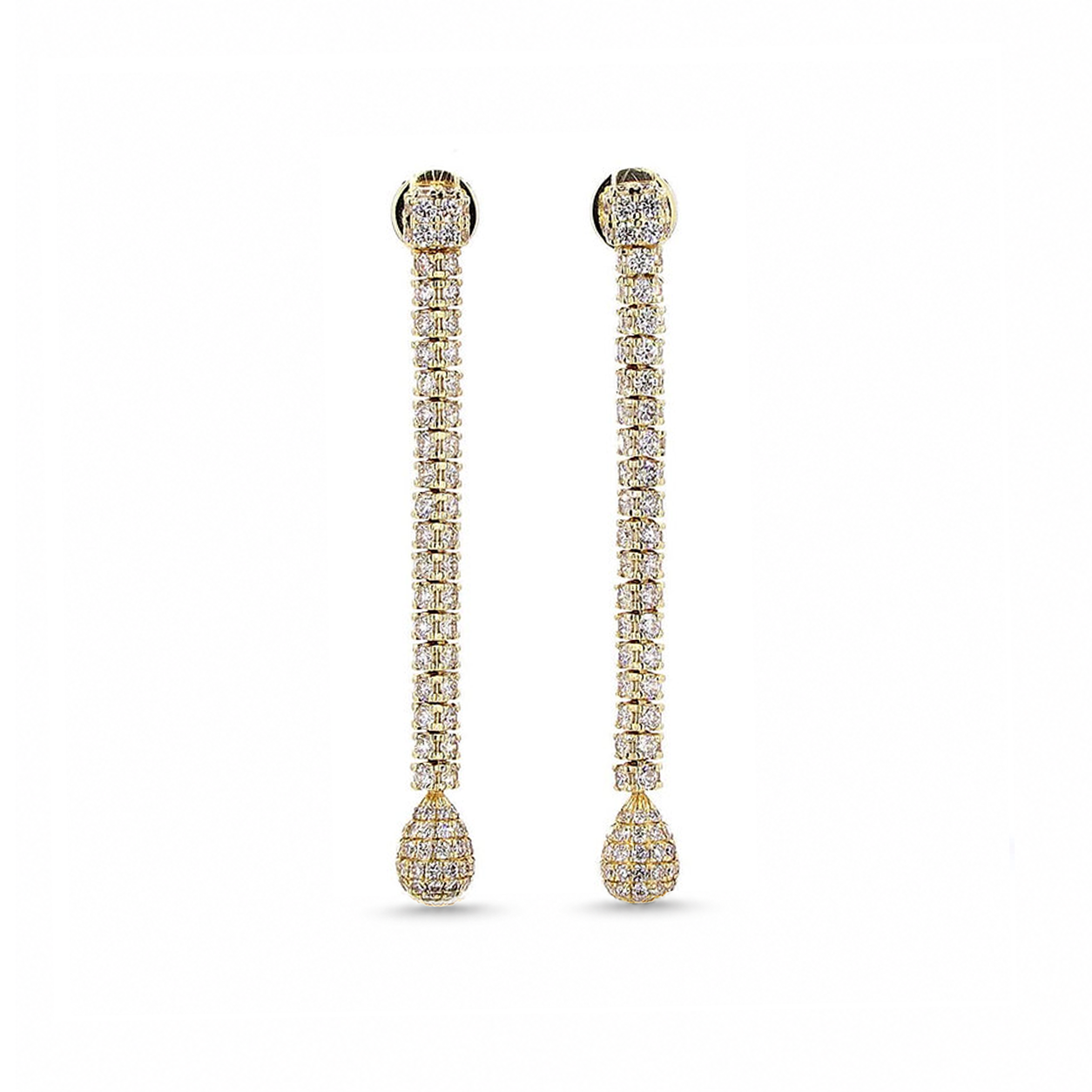 Round 360 Diamond Tennis Tassel Drop Earrings