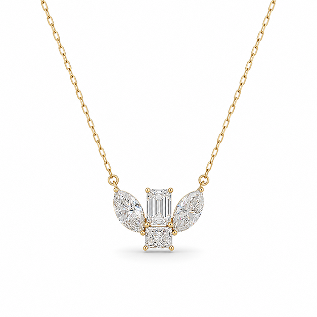 Fancy Multi Shape Eco Diamond Pendant Necklace