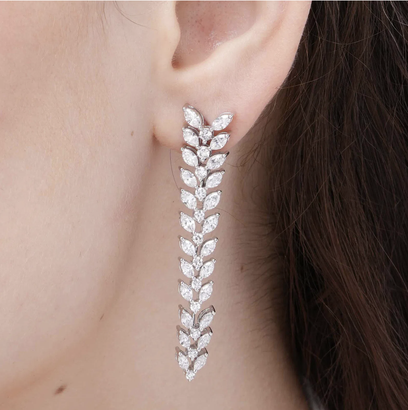 Virelle Herringbone Style Diamond Drop Earrings