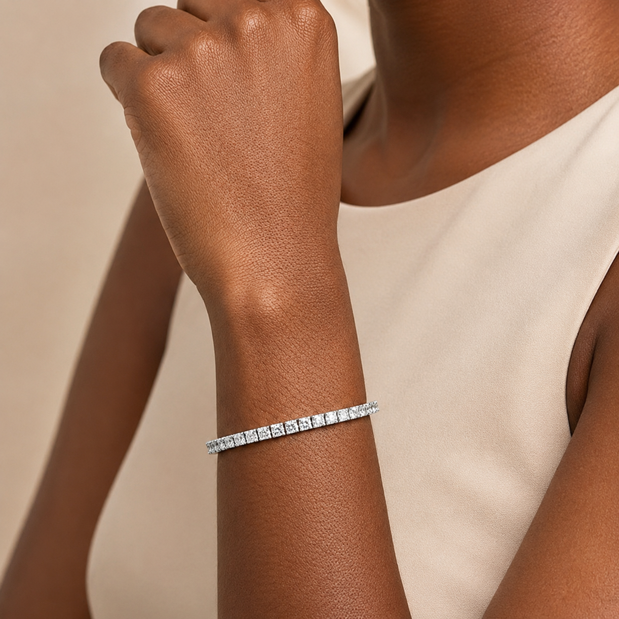 Classic Straight Line Eco Diamonds Tennis Bracelet 10 carats