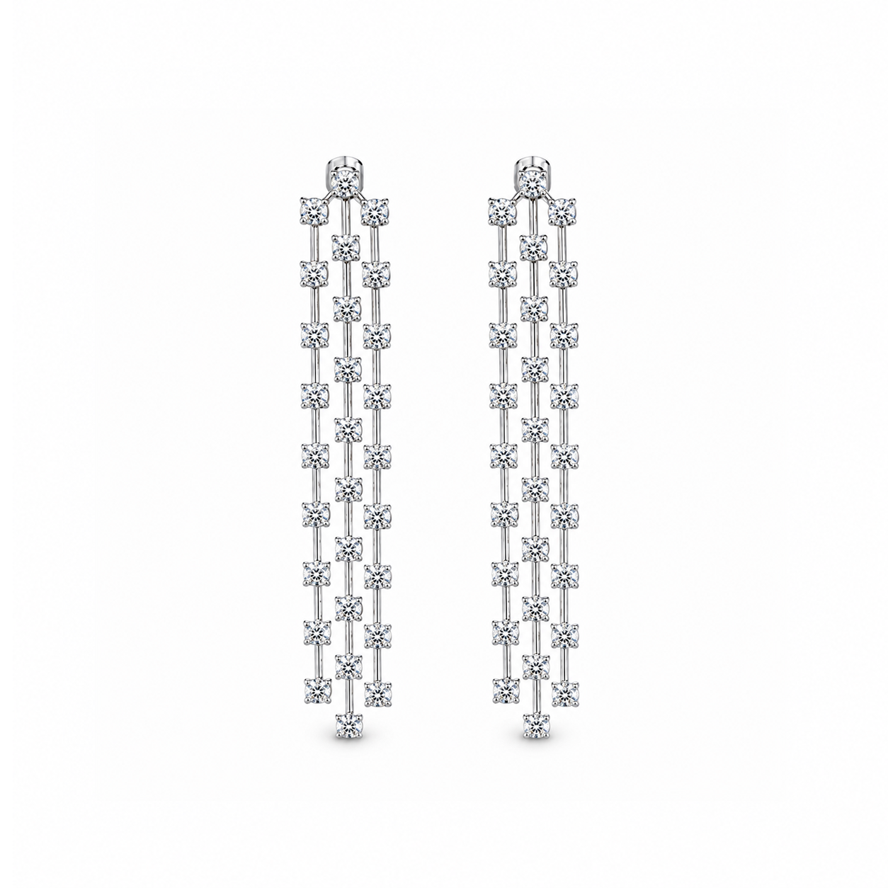 Triple Row Eco Diamonds Drop Earrings