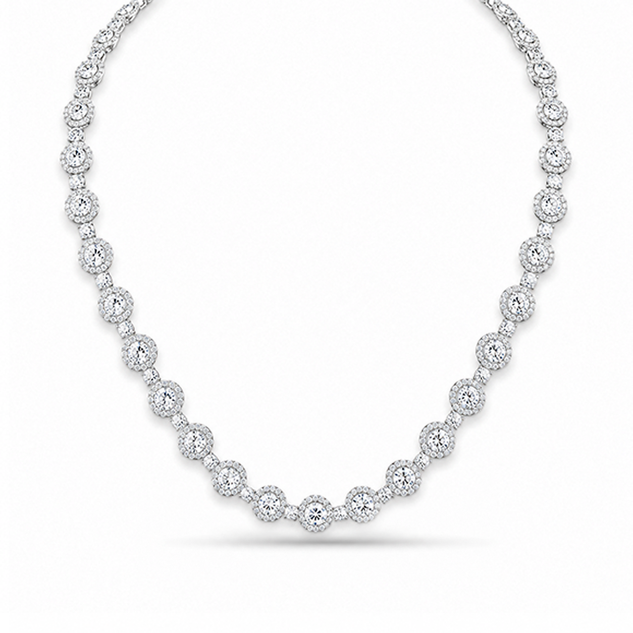 Lumiere Round Pave Clusters Eco Diamonds Statement Necklace