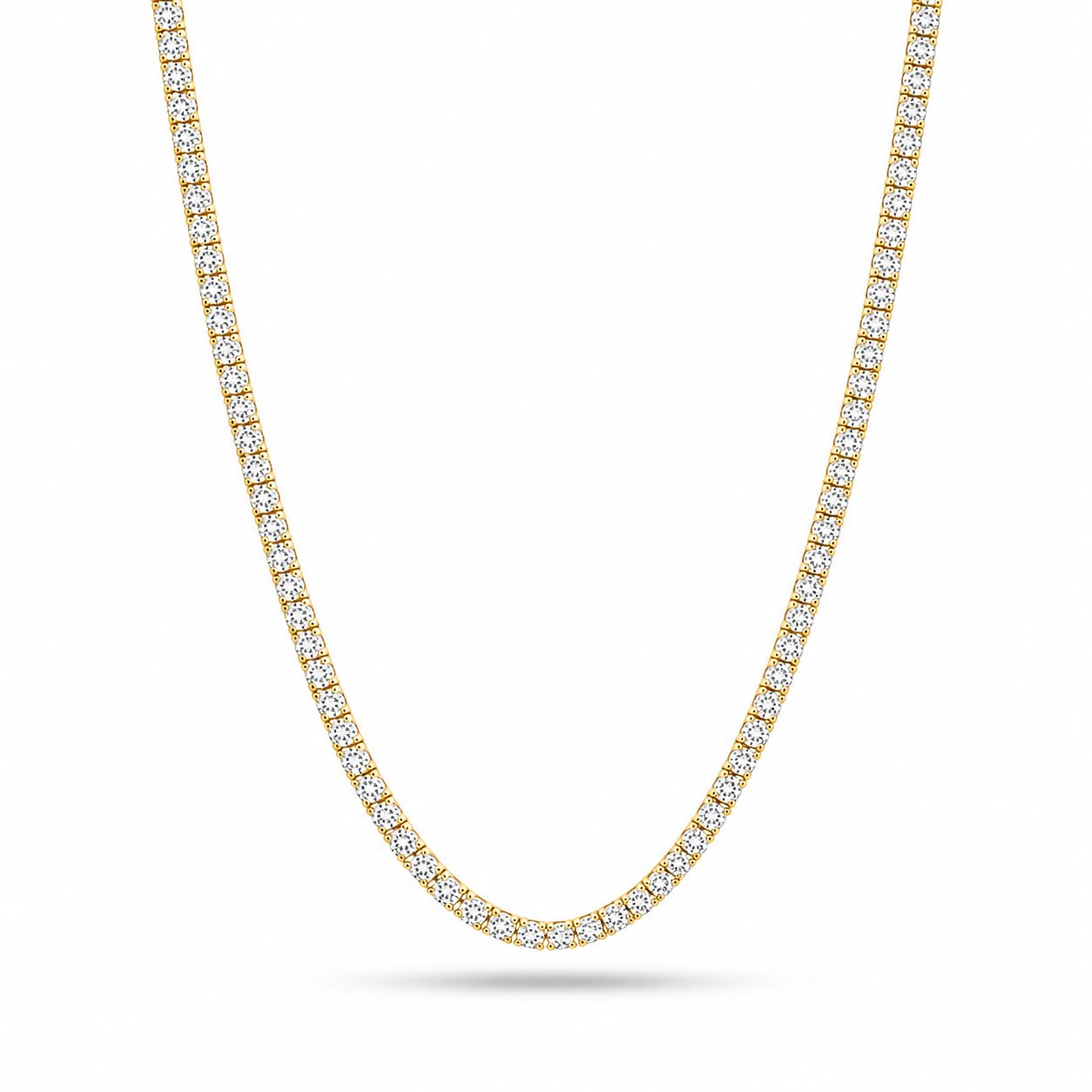 Classic Straight Line YELLOW GOLD Eco Diamonds Tennis Necklace 10 carats