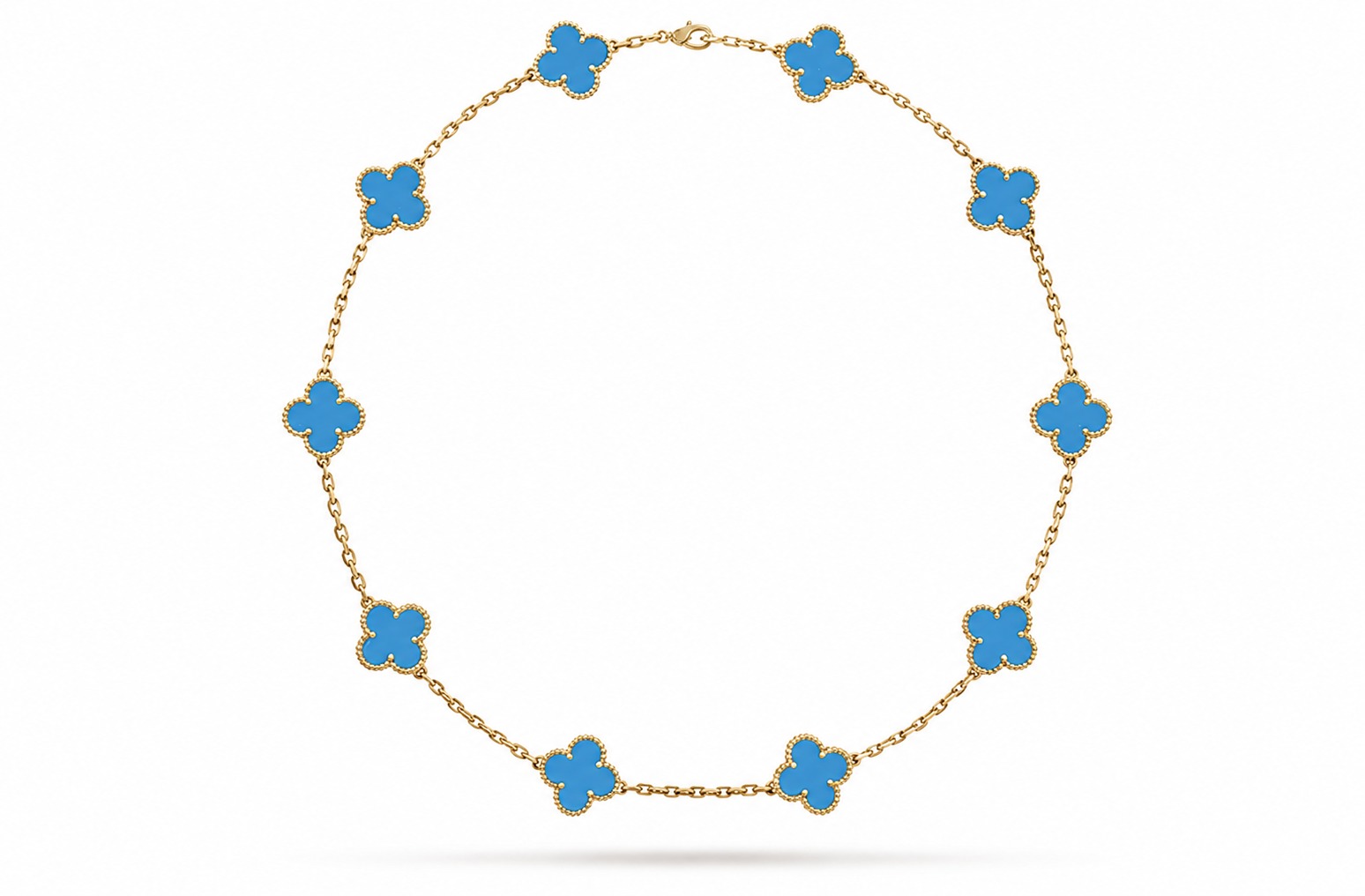 Van Cleef & Arpels Blue Agate Alhambra Necklace