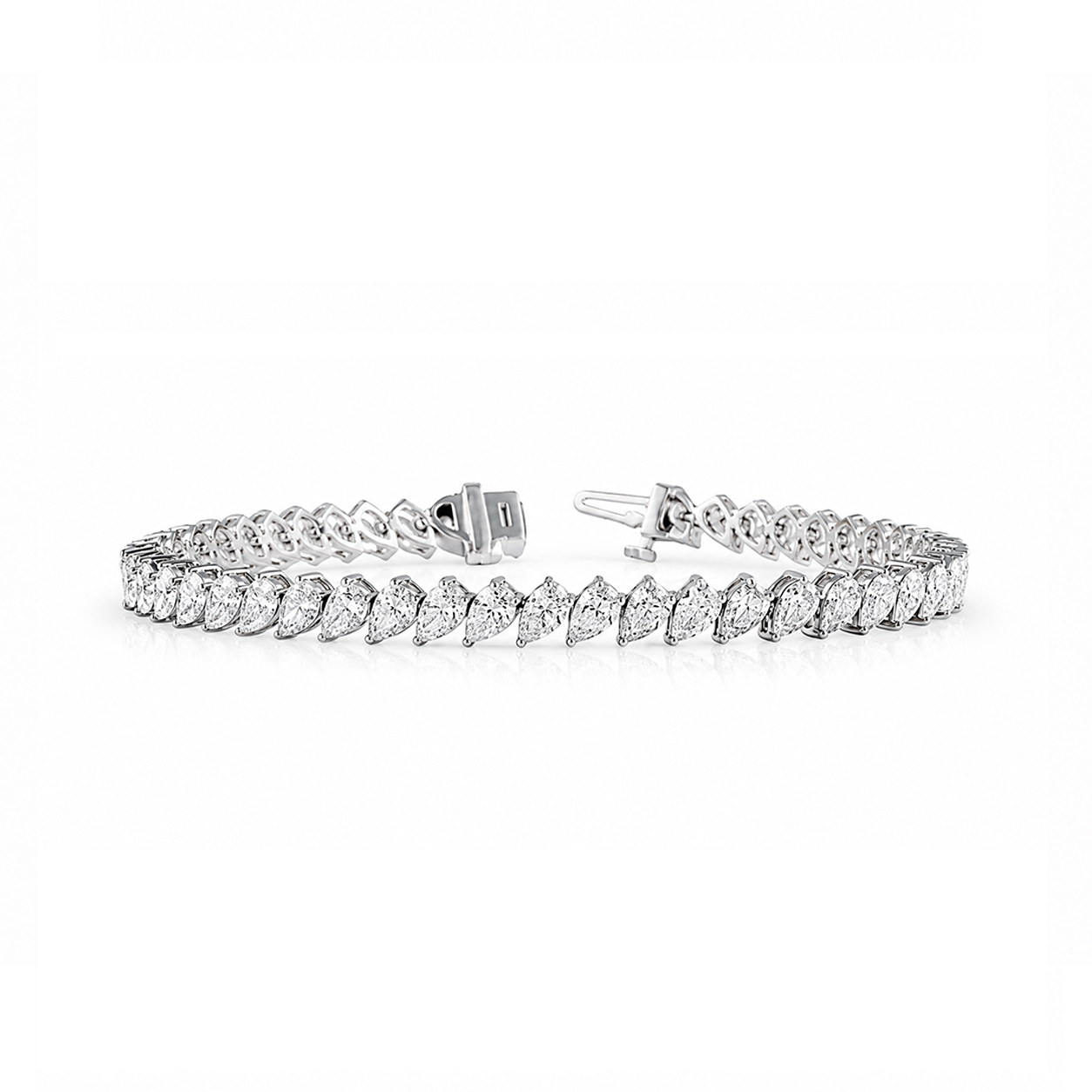 Sideways Pear Shaped Eco Diamonds Tennis Bracelet