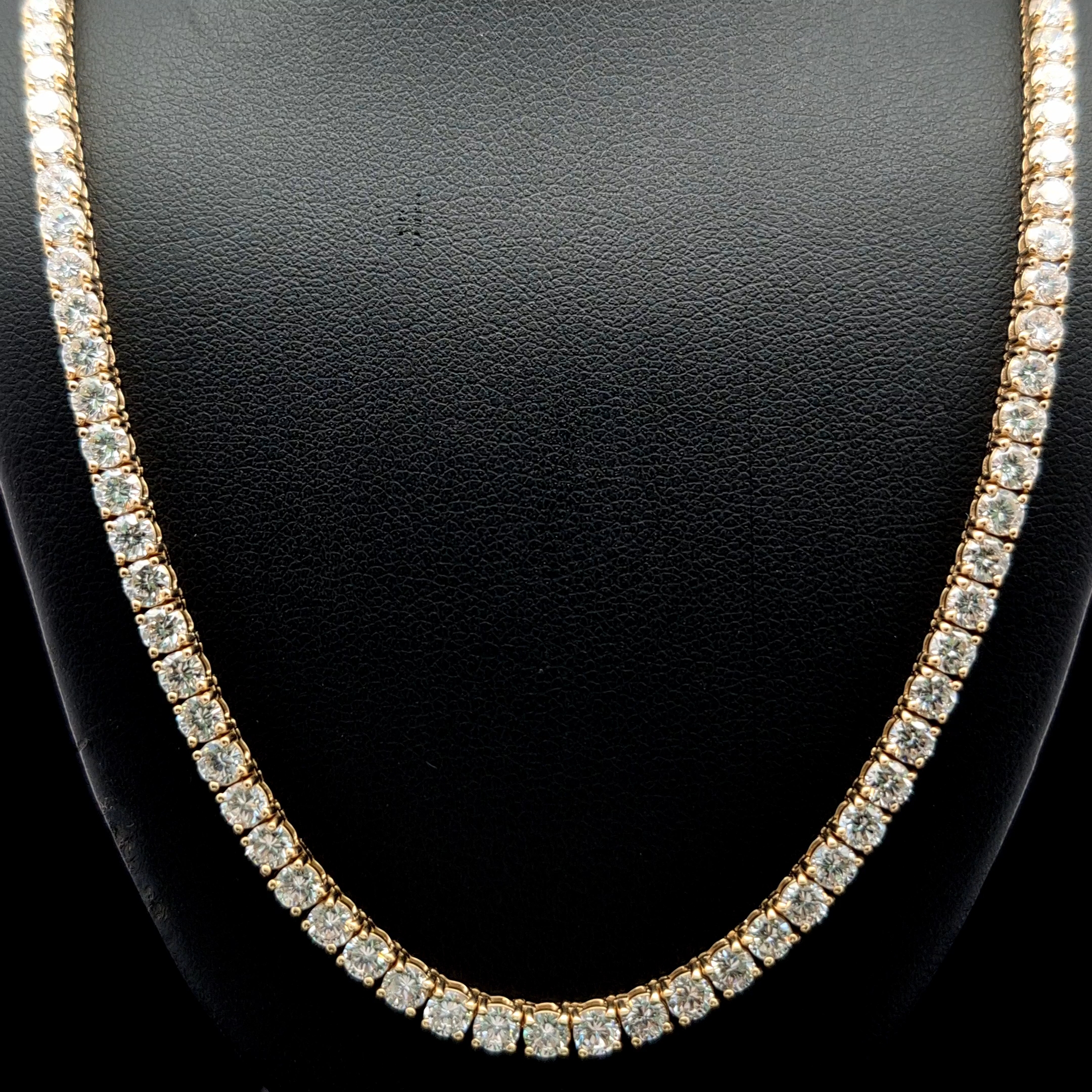 Straight Line Yellow White Eco Diamonds Tennis Necklace 17 carats