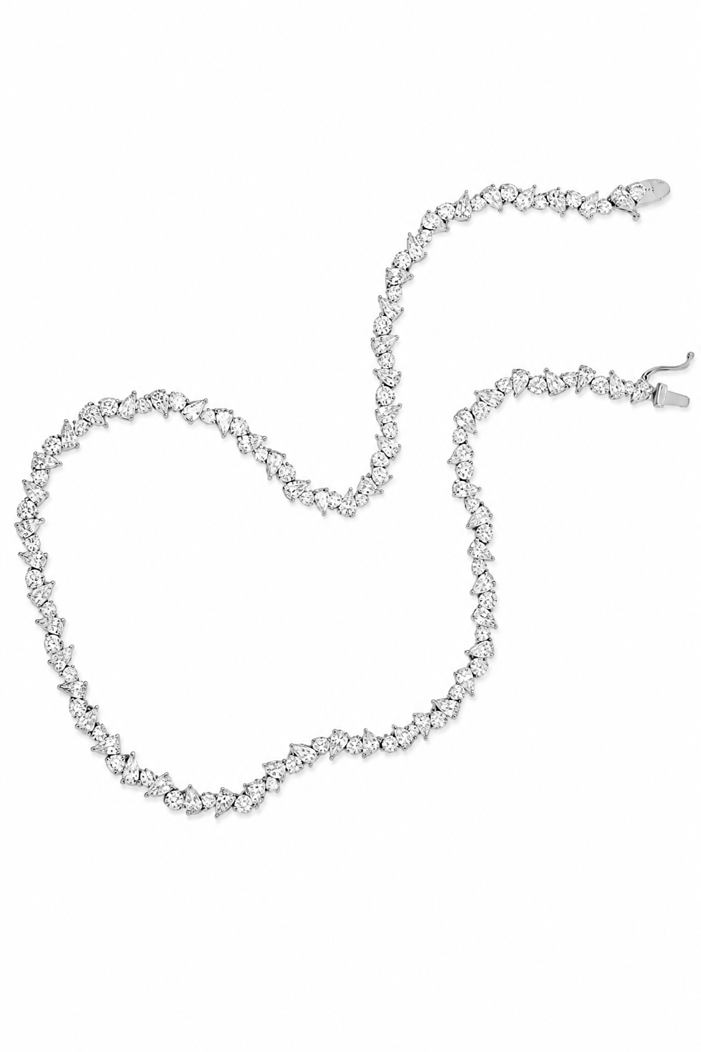 Pear and Round Clusters Eco Diamonds Fancy Tennis Necklace