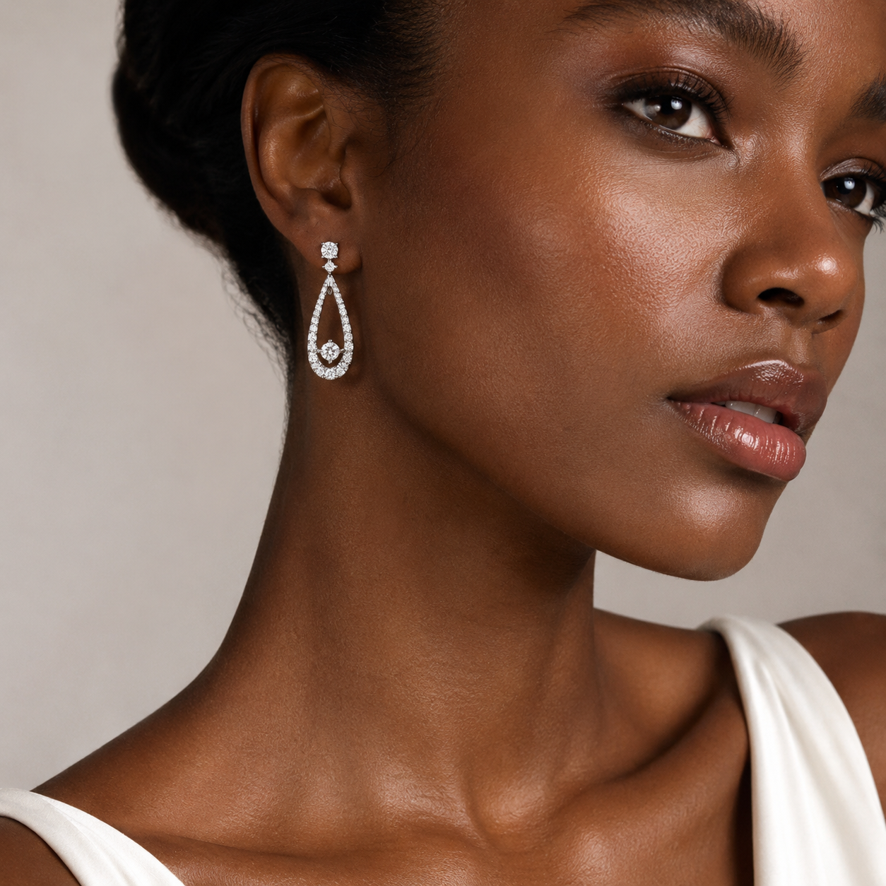 Teardrop Shaped Pave Eco Diamonds Drop Earrings